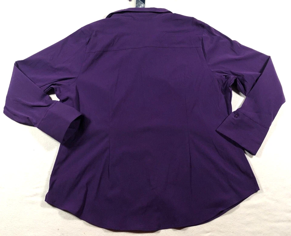 Blusa Venezia Jeans Mujer Talla 18/20 Púrpura Elastizada Abotonada Manga Larga Nueva con Etiquetas Foto 3 de 4