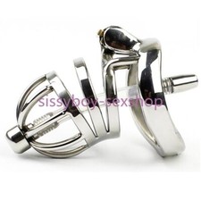 Stainless Steel Male Chastity Device Men Metal Cage Locking Belt with Tube 108-2