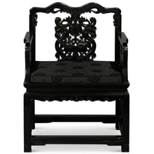 US Seller - Black Rosewood Imperial Palace Tai Shi Oriental Arm Chair