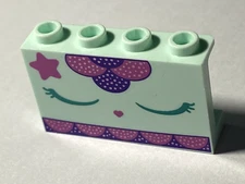 LEGO Light Aqua Panel 1x4x2 Dark Turquoise Closed Eyes 14718pb065 Set 10786