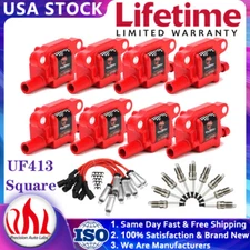 8 UF413 Square Ignition Coil + 41-962 Spark Plug + 9748UU Wire For Chevrolet GMC