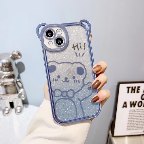 Glitter Cute Little Bear Shockproof Case Cover for iPhone 14 Pro Max 13 12 11 - Picture 16 of 18