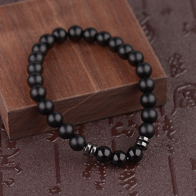 Men's Black Tourmaline Matte Agate Stone Beaded Bracelet – Yoga Energy Bracelet, Adjustable - View #4