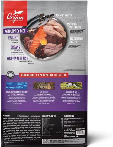 ORIJEN Large Breed Adult High-Protein & Grain-Free Poultry Dry Dog Food, 23.5-lb