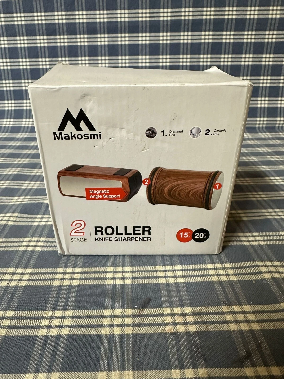 Makosmi Rolling Knife Sharpener 15 & 20 Degrees Diamond/Ceramic Discs FREE SHIP.