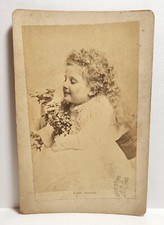 1870s "Little Gracie" cute little girl, curly hair, cabinet card photo history