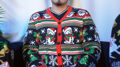 SOCAL LOOK Men Ugly Christmas Sweater Cardigan - Funny Festive