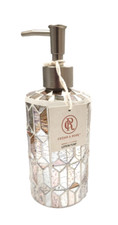 CEDAR ROSE GLASS MIRROR BROWNISH MOSAIC TILE STYLE SILVER SOAP,LOTION DISPENSER