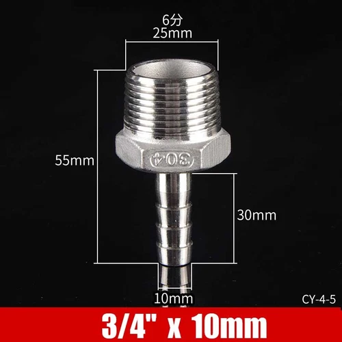 Stainless Male Thread Pipe Fitting x Barb Hose Tail Connector BSP 1/8" to 4" - Bild 40 von 86