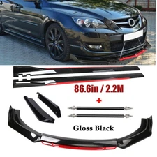 For Mazda 6 5 3 2 Front Bumper Lip Spoiler Splitter Side Skirt Glossy Black +Red
