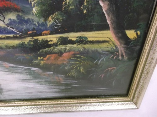Imagen Pintura Acuarela Tiza ? Hawái Pacífico 51x35,5 Marco De Madera - Imagen 4 de 5