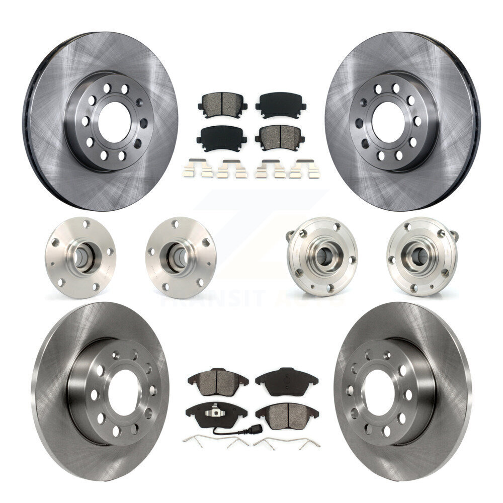 Hub Bearing Disc Brake Rotor And Pad Front Rear Kit (10Pc) For Volkswagen Rabbit