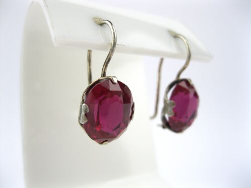EARRINGS SILVER 875 Ruby corundum stones Soviet Union USSR Vintage Original - Picture 19 of 23