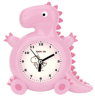 Quarzwecker Nachtbett Kinder Dinosaurier Tischuhren für Mädchen Jungen, rosa, Geschenk