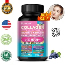 Collagen Peptides Type I II III V X - Biotin, Keratin, Hyaluronic Acid