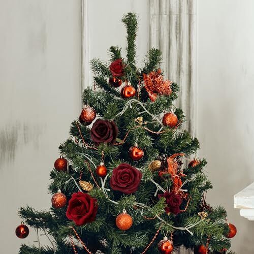 Kunstblumen für Christbaumschmuck | Seidenblumen mit Burgunder - Bild 8 von 8