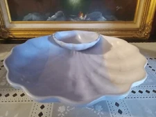 Hand Thrown The Potters Shed Powder Blue & Ivory Shell Shaped Chip & Dip Server 