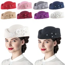 New Women's Retro British Felt Turban Lace Embroidery Beret Hat Painter's Cap