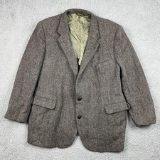 Harris Tweed Blazer Mens 46R Brown Scottish Wool Coat Handwoven Jacket READ