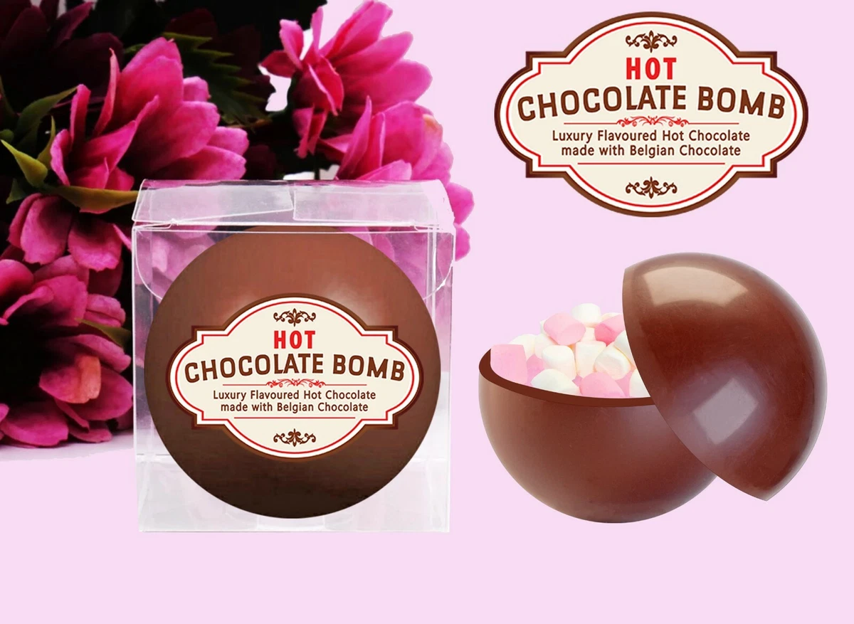 2 Luxury Belgian Flavoured Hot Chocolate Bombs filled with Mini Marshmallows