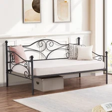 VECELO Metal Twin Daybed Heavy Duty Steel Slats Support for Living Room Bedroom