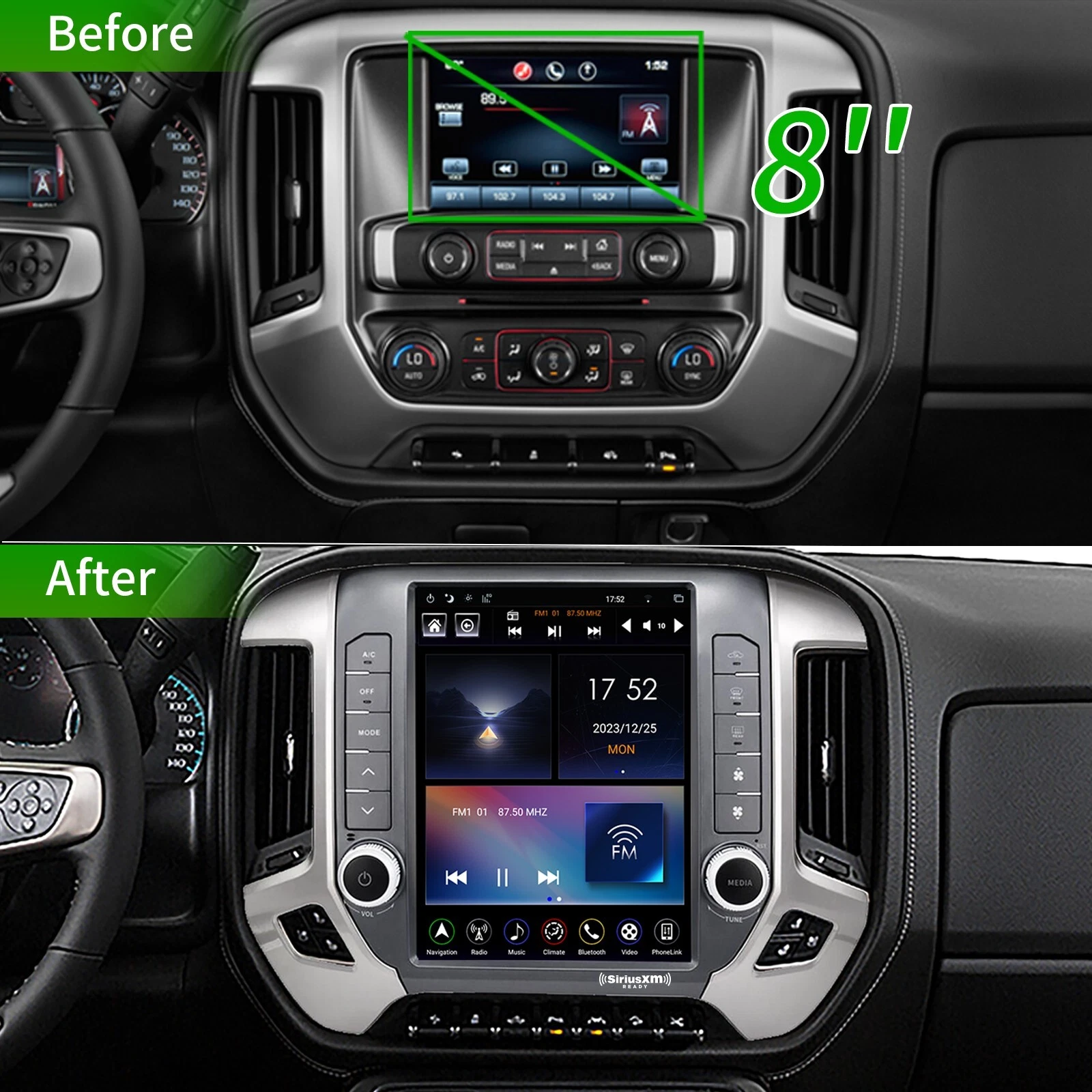 CAR RADIO STEREO GPS CARPLAY HVAC FOR 2014-2019 CHEVROLET SILVERADO GMC SIERRA - Picture 4 of 15