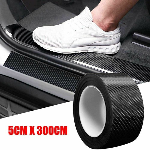 Carbon Fiber Car Door Sill Protector Scuff Plate Vinyl Sticker Trim Accessories - Foto 3 di 14