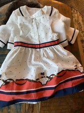 JANIE AND JACK Infant 6-12M   Ivory Diamonds Dot Horse Scarf Border Dress