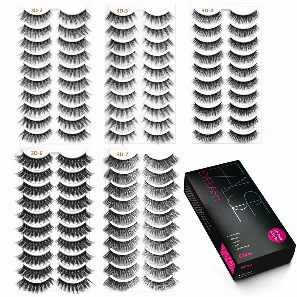 Eliace Faux Mink Lashes - 50 Pairs, 5 Styles, Natural Look, Cat Eye - Image 3 of 4
