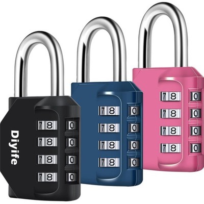 Padlock Set 3er Kombination Schloss 4 Ziffern  Gärten Sport