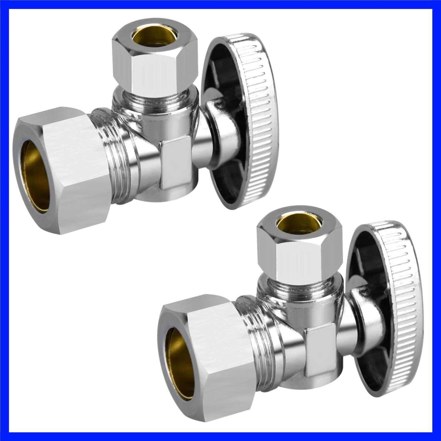 2 Pack Stop Valve, 1/2" Nominal 5/8" OD Comp. Angle × 3/8" OD Compression