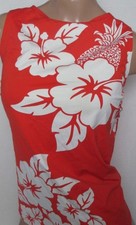 LANDS END Fire Red Floral High Neck Tankini Swimsuit Top Womens 8 NEW