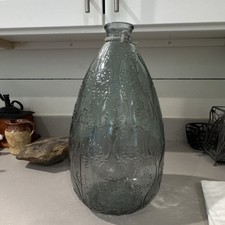 Textured Embossed Gray Glass Decorative Bottle, Decorative Textured Glass
