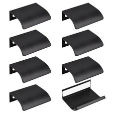 8 Pack Finger Edge Pull, Self-Stick Instant Cabinet Drawer Pulls 50mm Black