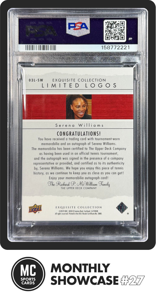 SERENA WILLIAMS PSA 2022 UD GOODWIN 2019 EXQUISITE LIMITED LOGOS PATCH AUTO /25 view 2