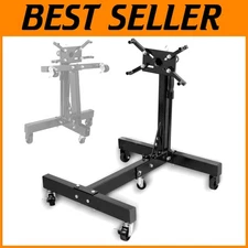 Compact Rotating Engine Stand - Heavy-Duty Steel with Adjustable Arms & Casters