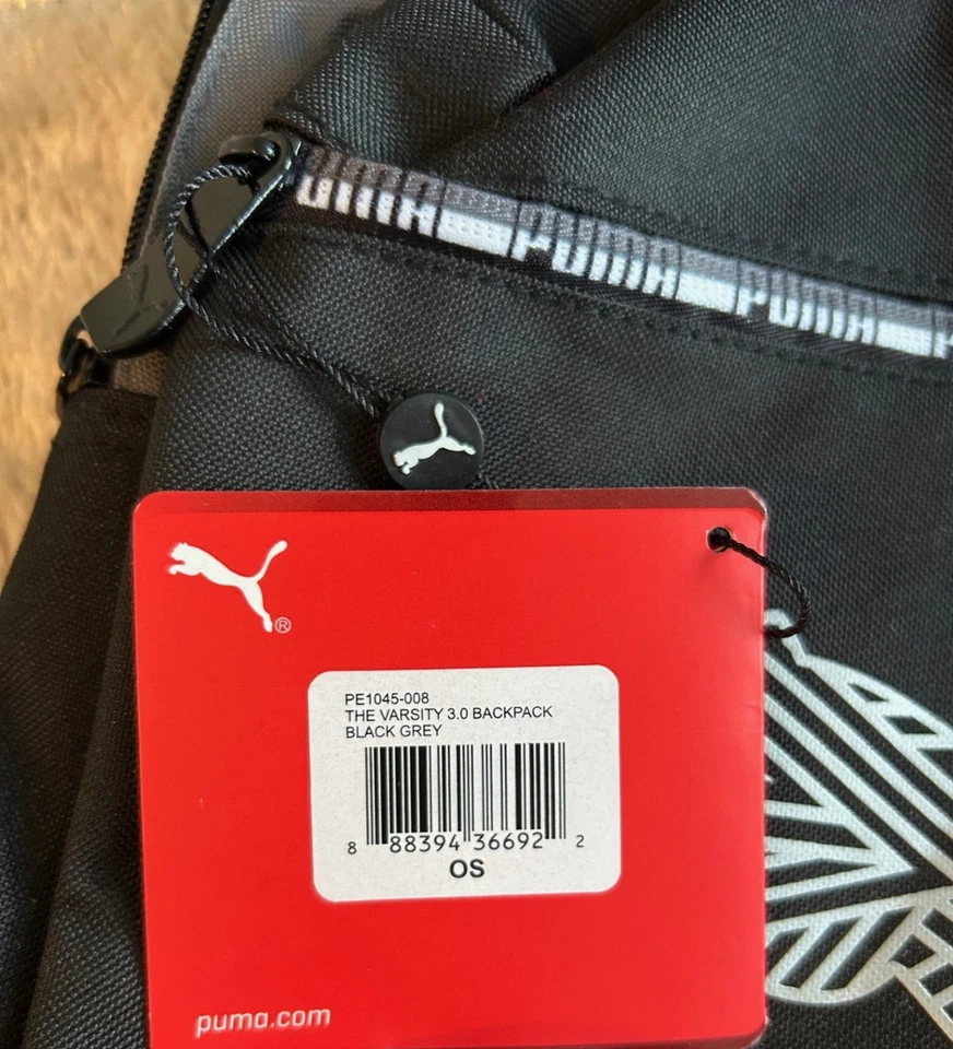 Mochila Universitaria Puma Unisex Niños Evercat Negra Gris Plata Logo Nunca Usada Foto 4 de 4