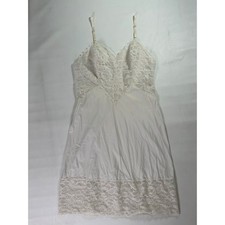 Vanity Fair Vintage White Lace Trim Full Slip Dress Nylon Tricot Made in USA 36