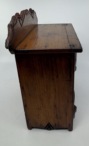 Vintage Handmade Doll Furniture Pair Of Folk Art Dresser And Cupboard Marquetry - Picture 15 of 17