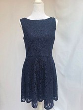 Speechless Navy Blue Lace Fit & Flare Dress Women’s L Floral Sleeveless