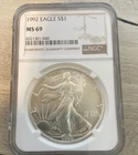 1992 American Silver Eagle NGC MS69