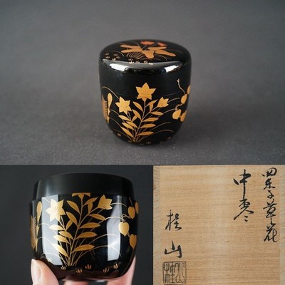 Goro Hirano Keizan Vier Jahreszeiten Blumen Natsume Teedose Verpackt Japan