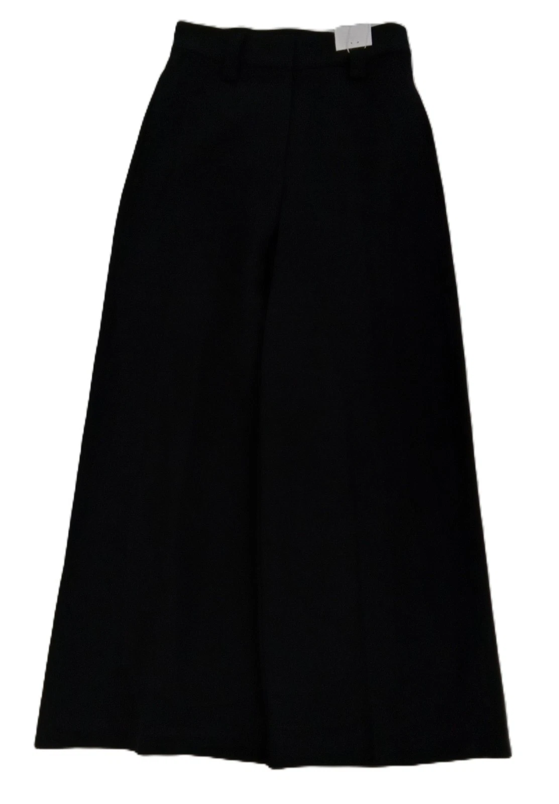M&S Women's Trousers Black Wide Leg High Rise Adjustable Waist Stretchy Zip New