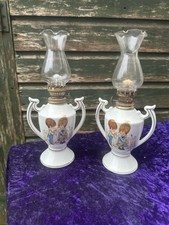 vintage Mini Oil Lamp  1970s PETTICOATS & PANTALOONS porcelain X 2