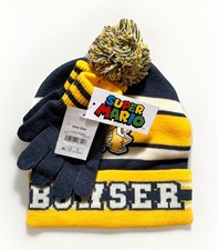 NEW Super Mario Bros BOWSER 2pc Boys' One Size Winter Beanie Cap & Gloves Set