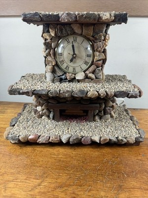 Electric Illuminated Cottage Cabin Fireplace Clock 13 1/2''W x 10 3/4''T x 6 5/8''D