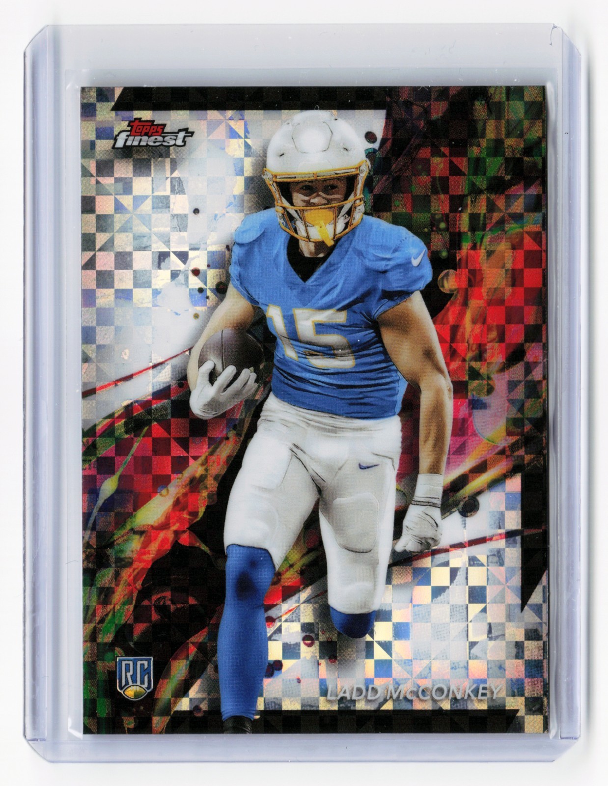 2024 Topps Finest - Common Ladd McConkey #86 Checkerboard Refractor (RC)