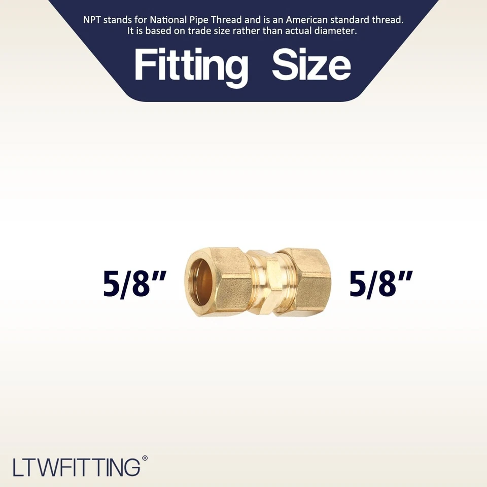 Brass Compression Union Fitting, 5/8" OD, 20 Pack - Image 4 of 4