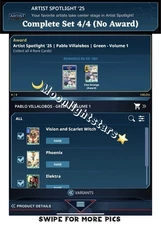 Topps Marvel ARTIST SPOTLIGHT Pablo Villalobos V1 Green Set 4/4 PHOENIX ELEKTRA+