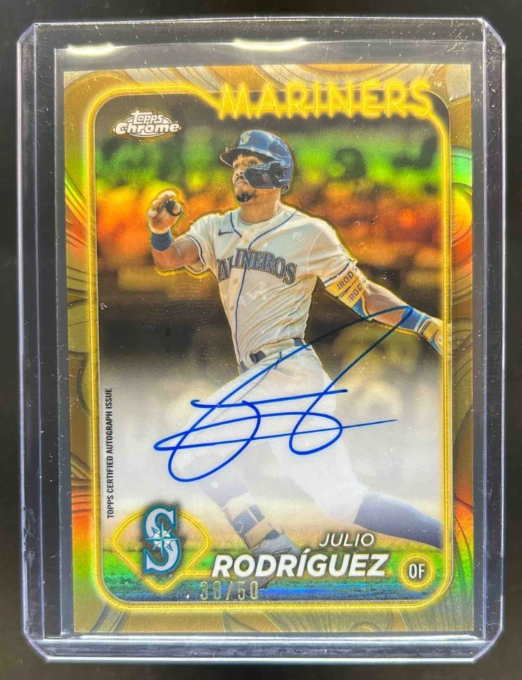 2024 Topps Colección Dorada Julio Rodríguez Cromo Dorado Automático Azul-Dorado #38/50
